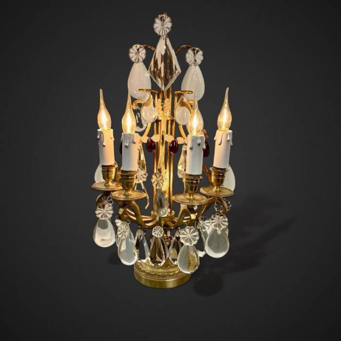 Late 19th Century Pair of Lyre Shaped Four-Light Candelabras