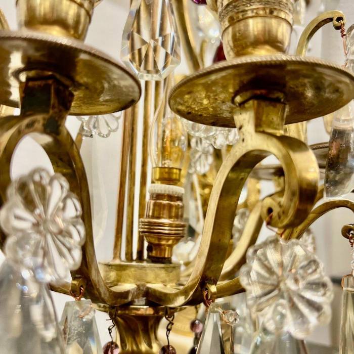 Late 19th Century Pair of Lyre Shaped Four-Light Candelabras