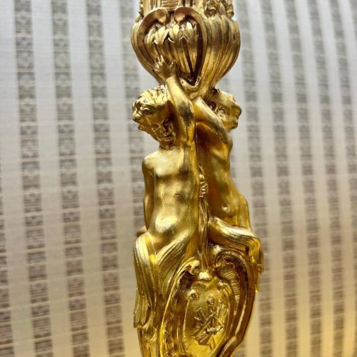 19th Century Gilt Bronze Candleholders, in the style of Ernest Meissonier