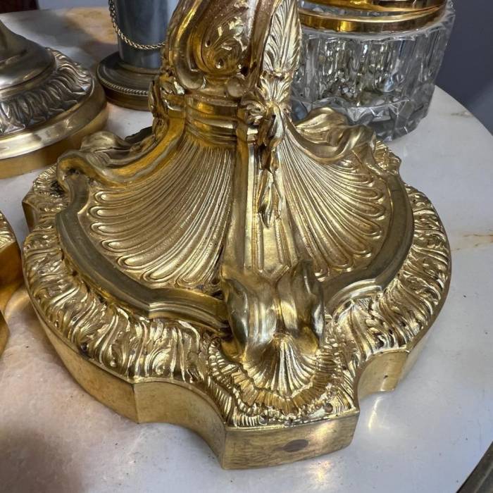 19th Century Gilt Bronze Candleholders, in the style of Ernest Meissonier