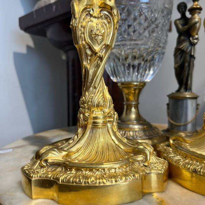 19th Century Gilt Bronze Candleholders, in the style of Ernest Meissonier