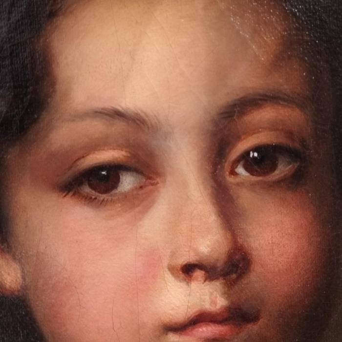 19th Century Oval Portrait of Aristocrat Girl in Gilded Frame