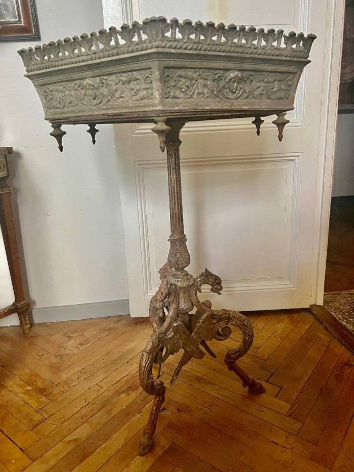 19th Century Large Hexagonal Bronze Jardiniere in the Style of Victor Paillard