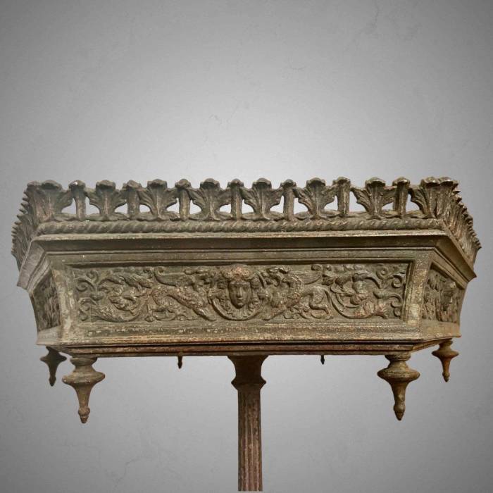 19th Century Large Hexagonal Bronze Jardiniere in the Style of Victor Paillard