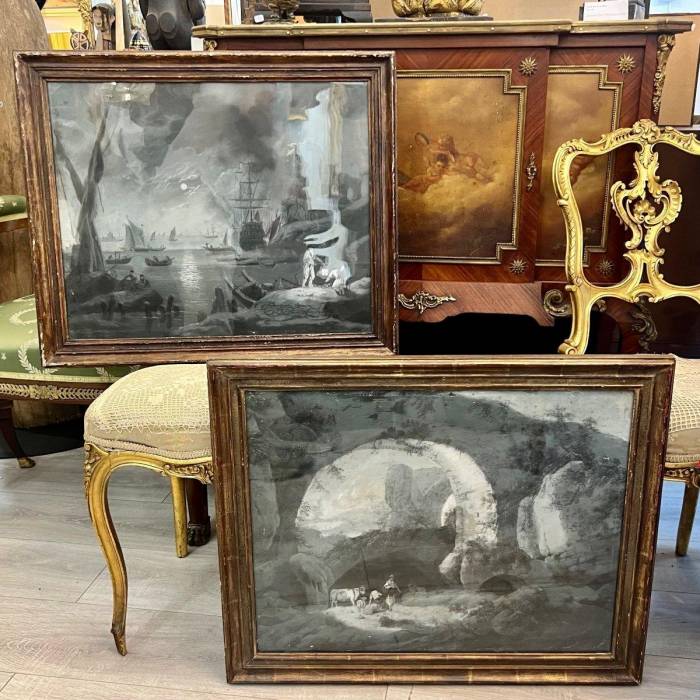 18th Century Grisaille `Moonlight`, in the style of Charles Lacroix de Marseille