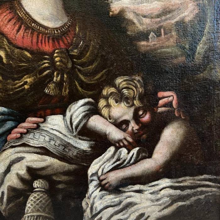 Early 17th Century Tuscan School Oil Painting on Canvas `Virgin and Child`