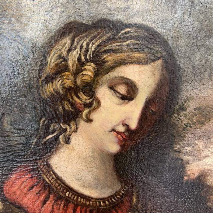 Early 17th Century Tuscan School Oil Painting on Canvas `Virgin and Child`