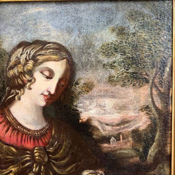 Early 17th Century Tuscan School Oil Painting on Canvas `Virgin and Child`