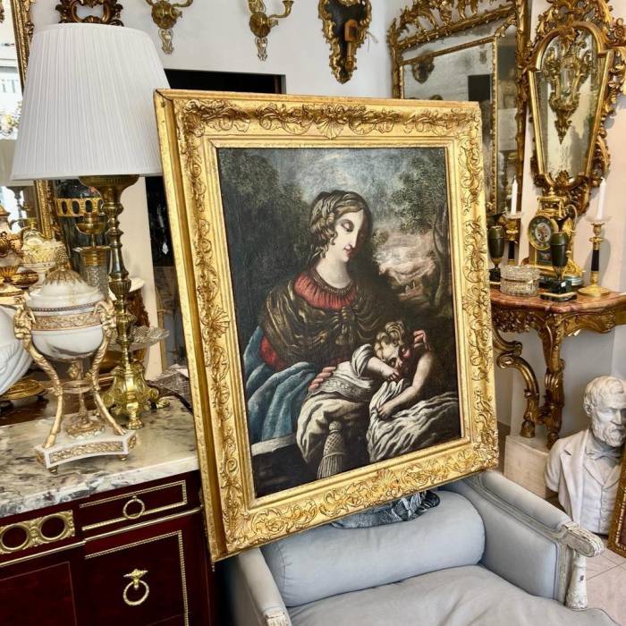 Early 17th Century Tuscan School Oil Painting on Canvas `Virgin and Child`