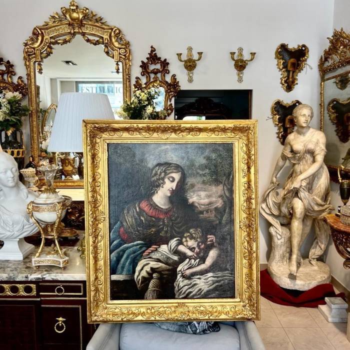 Early 17th Century Tuscan School Oil Painting on Canvas `Virgin and Child`
