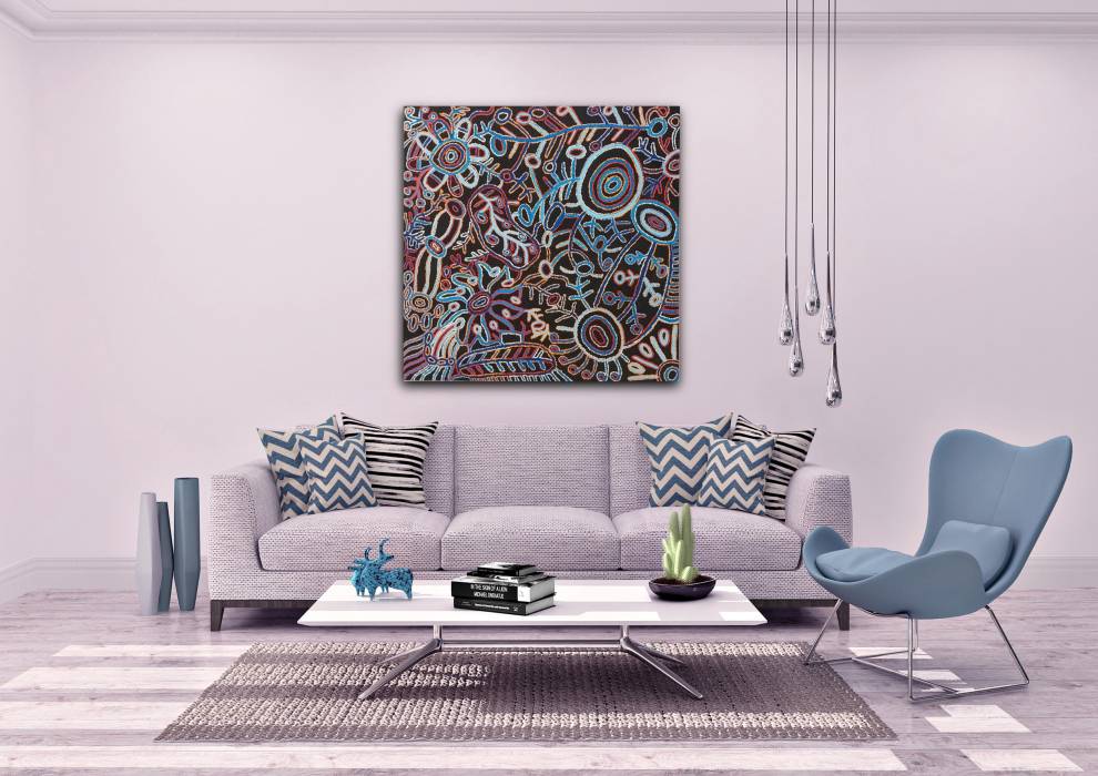 `Vaughan Springs Dreaming Pikilyi` Aboriginal Painting by Faye Nangala Hudson