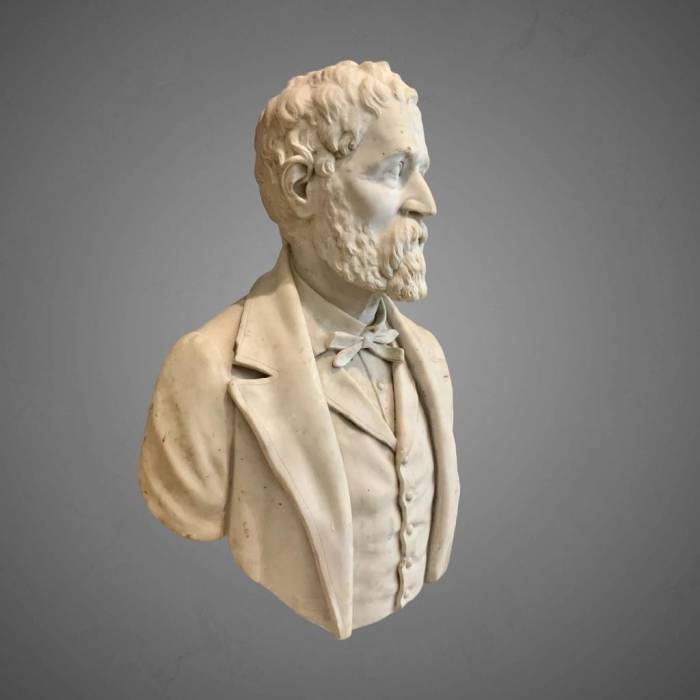 19th Century Bust of an Aristocrat in Marble by Joseph Vallet (1841-1920)