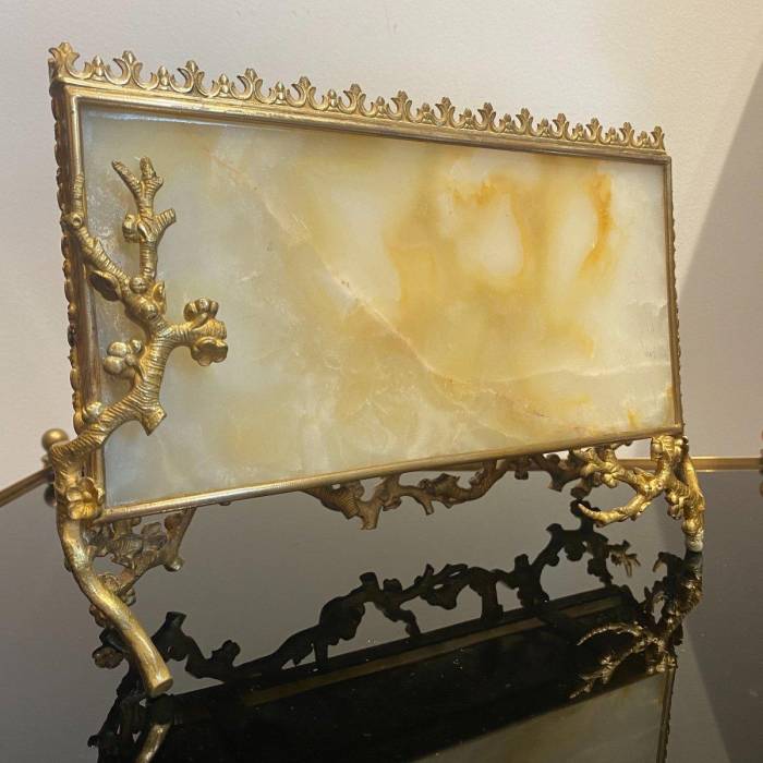 Gilded bronze and alabaster letter carrier in the Japanese style, 19th century