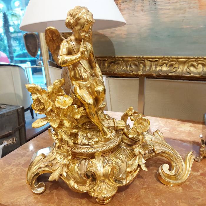 Pair of gilt bronze sculptures of Cupidon and Psyché, 19th century