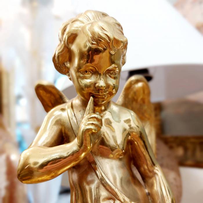 Pair of gilt bronze sculptures of Cupidon and Psyché, 19th century