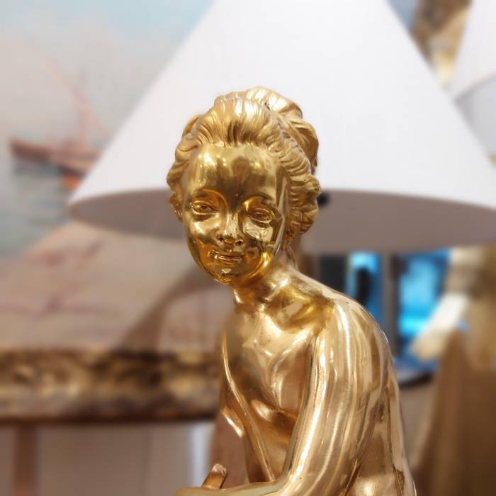 Pair of gilt bronze sculptures of Cupidon and Psyché, 19th century