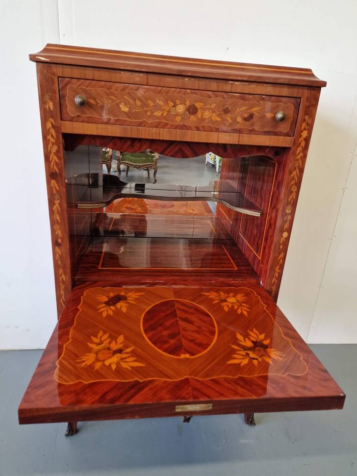 Beautifully inlaid bar cabinet
