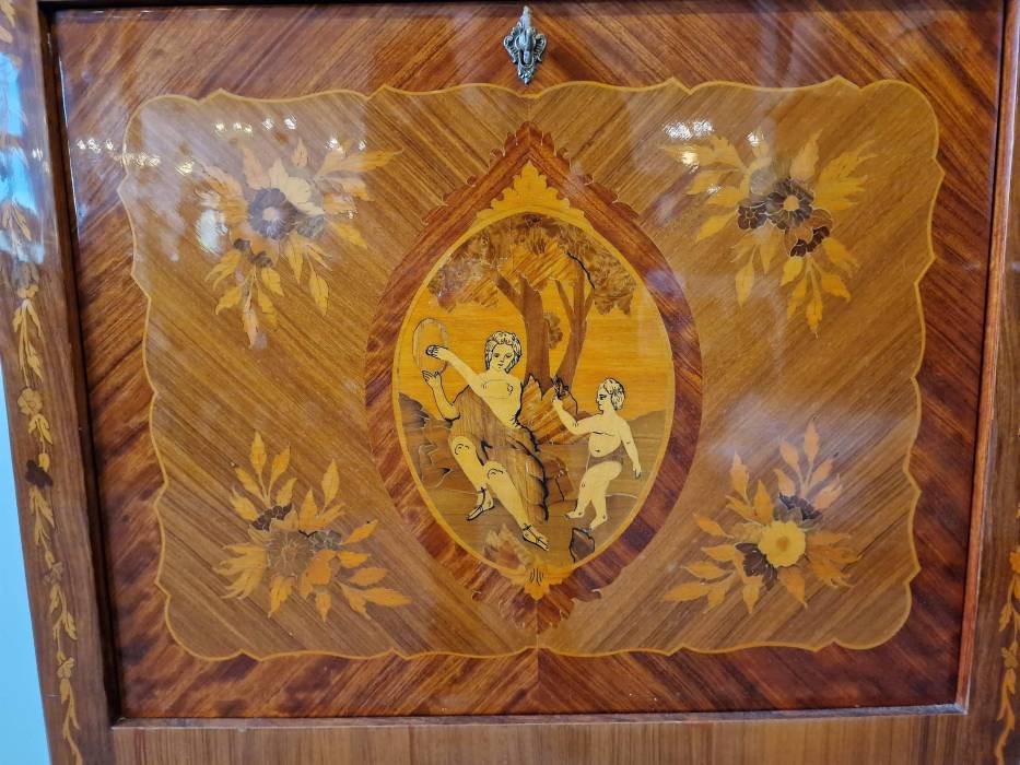 Beautifully inlaid bar cabinet