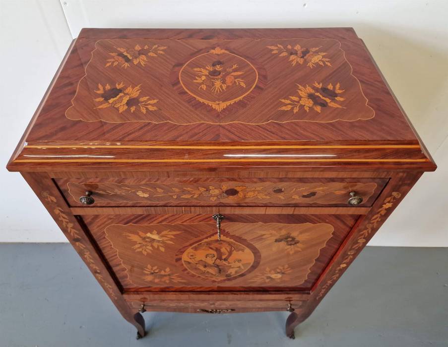 Beautifully inlaid bar cabinet