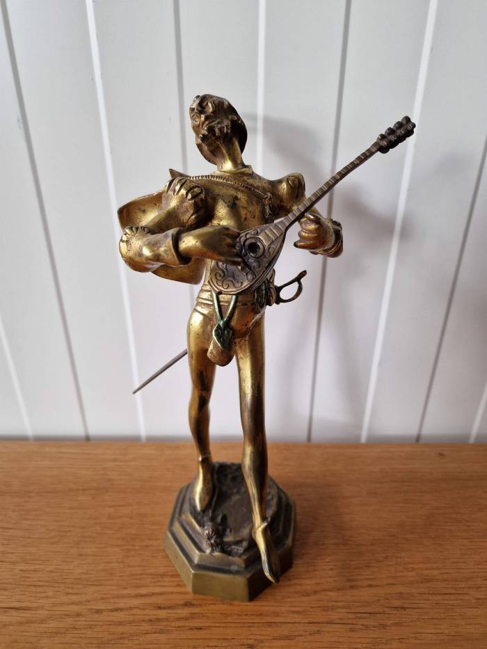 Bronze figure Mephistopheles with mandolin