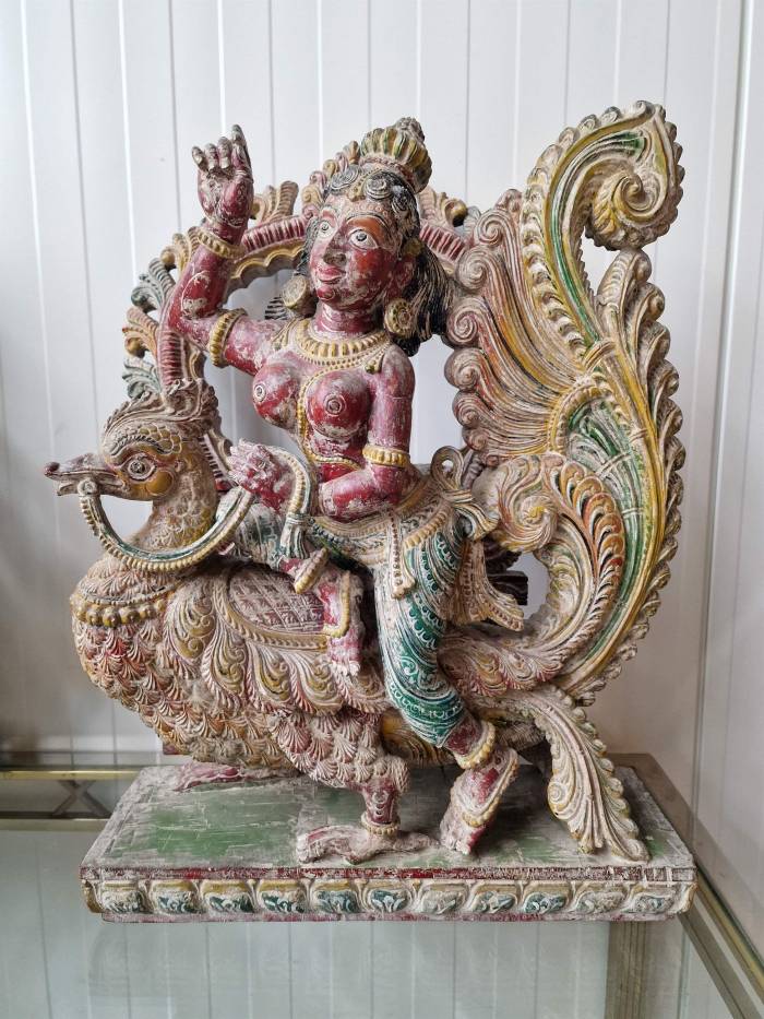 An Indian deity decorated with fine carvings