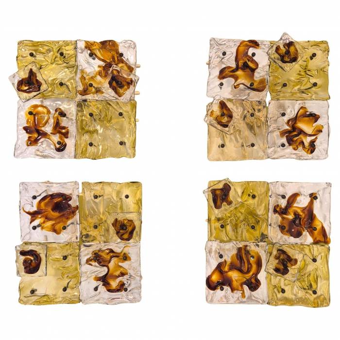 Toni Zuccheri for Venini – Set of `Cheerio` Patchwork Wall Lamps, 20th Century