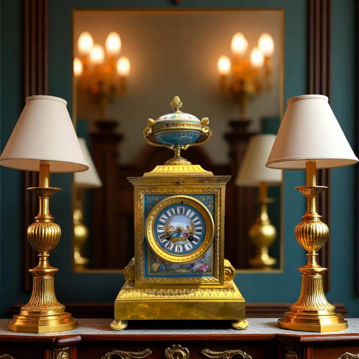 French Louis XVI Style Porcelain and Gilt Bronze Mantel Clock, 19th Century