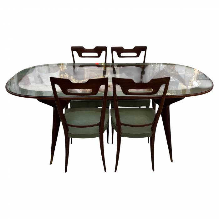 Dining Set with Glass-Top Table and Four Chairs by Vittorio Dassi