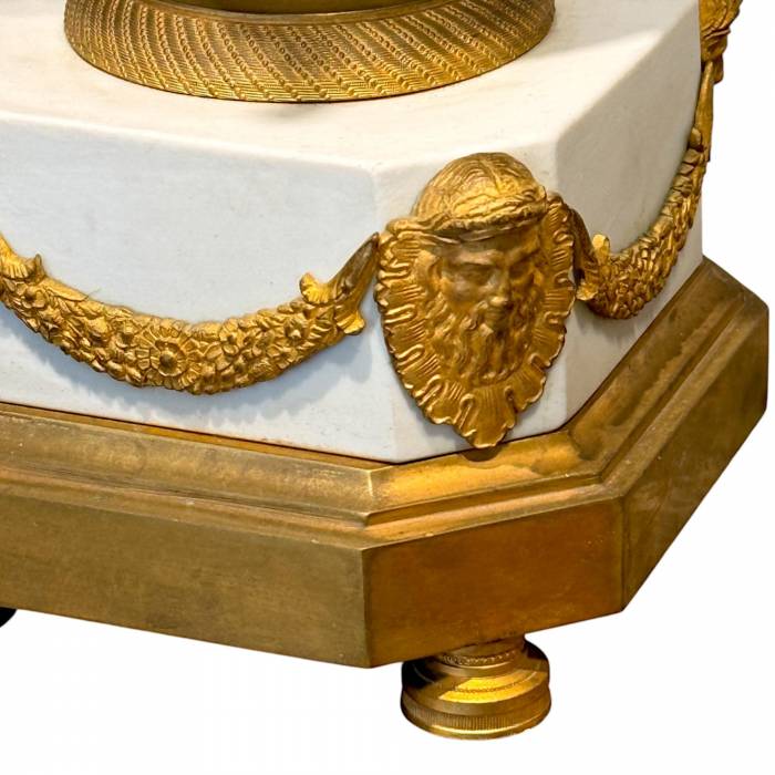 French Louis XVI Style biscuit and Gilt Bronze Mantel Clock, 19t Century
