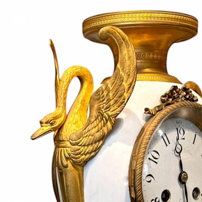 French Louis XVI Style biscuit and Gilt Bronze Mantel Clock, 19t Century
