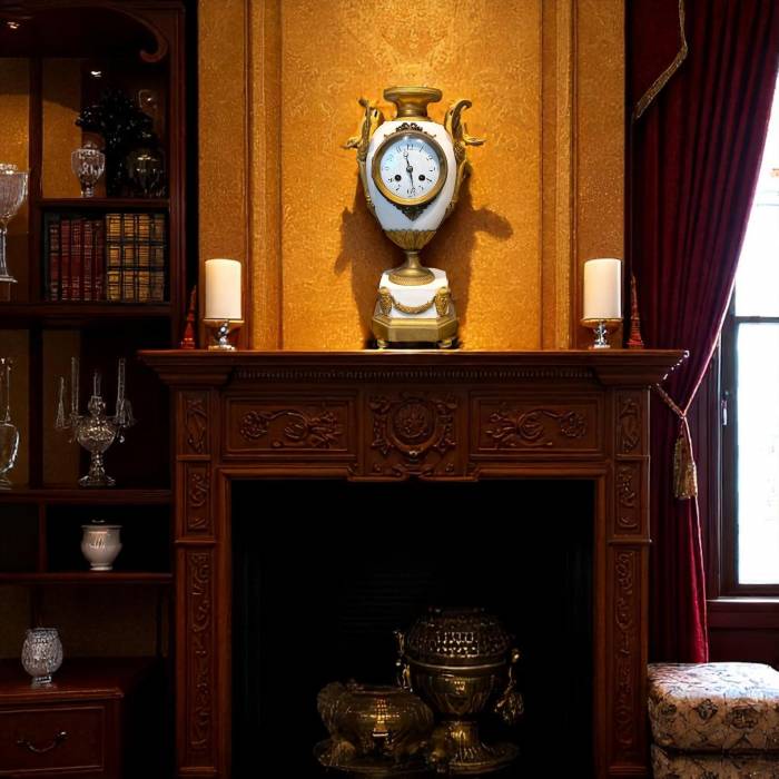 French Louis XVI Style biscuit and Gilt Bronze Mantel Clock, 19t Century