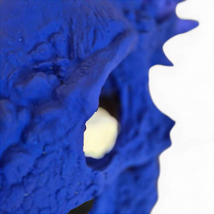 Blue Reverie 3 on a Base, Sculptural Replica of a skull, 21st Century