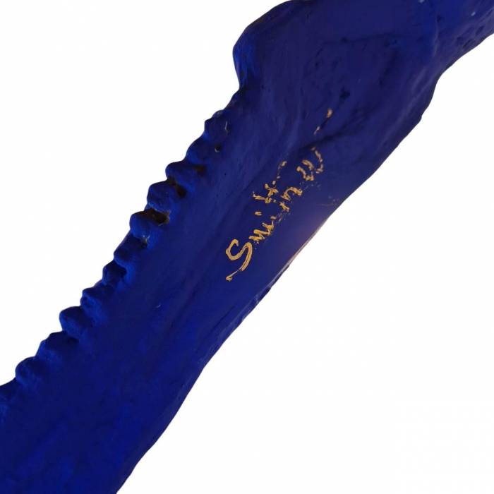 Blue Reverie 3 on a Base, Sculptural Replica of a skull, 21st Century