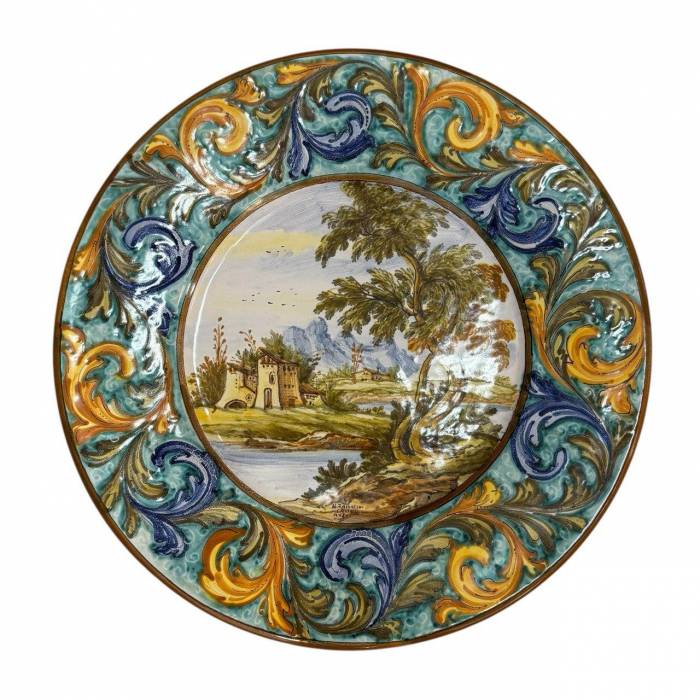 Set of Two Hand-Pair of Italian Renaissance Style Platters by N. Tapolini, 1970s