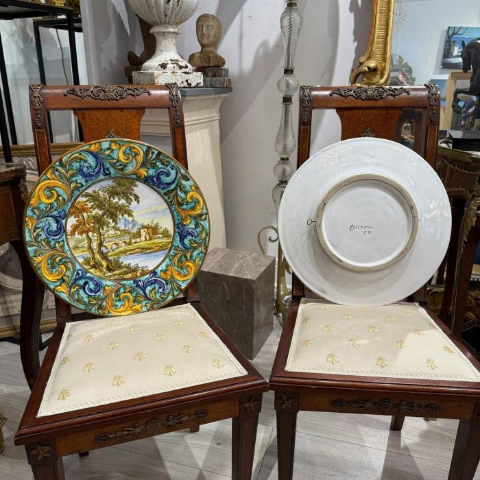 Set of Two Hand-Pair of Italian Renaissance Style Platters by N. Tapolini, 1970s