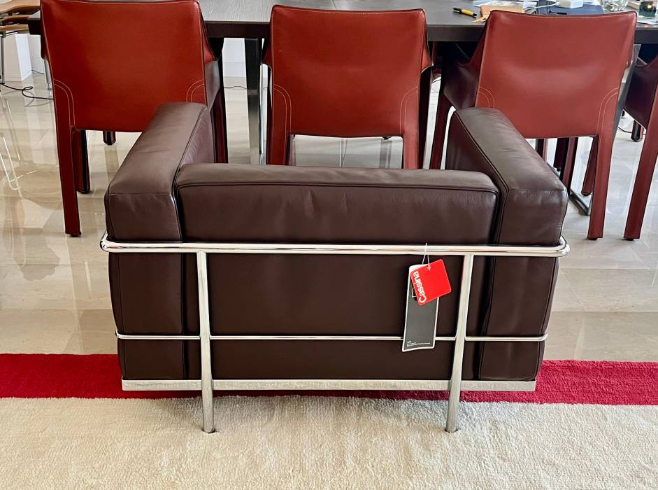 Pair of  LC3 armchairs, Le Corbusier, Jeanneret & Perriand for Cassina, 1990`s