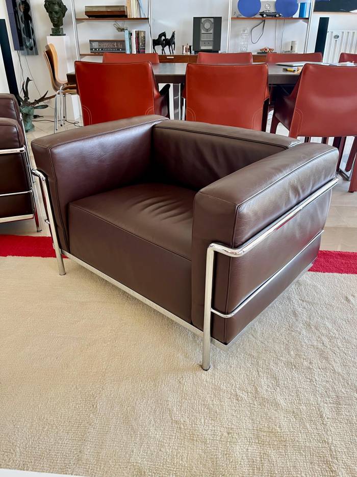 Pair of  LC3 armchairs, Le Corbusier, Jeanneret & Perriand for Cassina, 1990`s