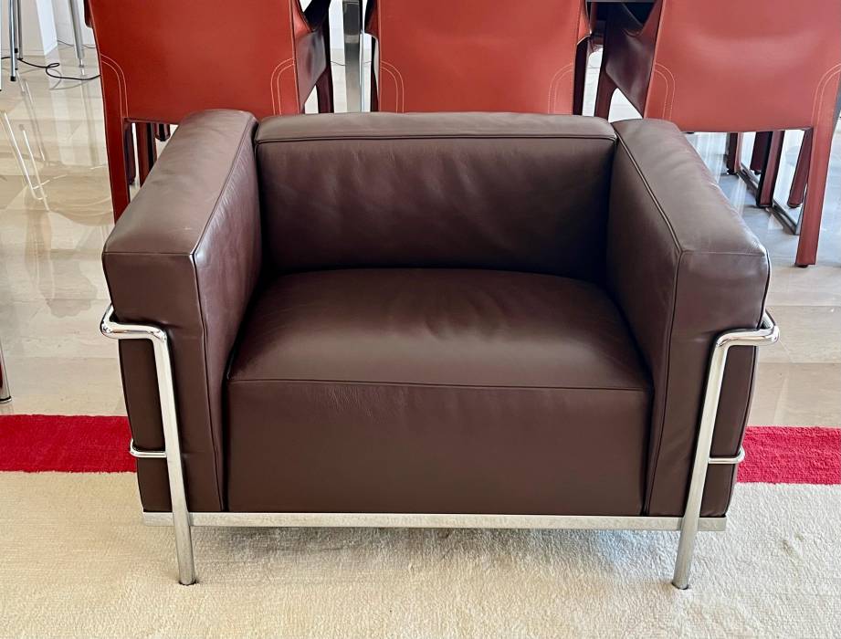 Pair of  LC3 armchairs, Le Corbusier, Jeanneret & Perriand for Cassina, 1990`s