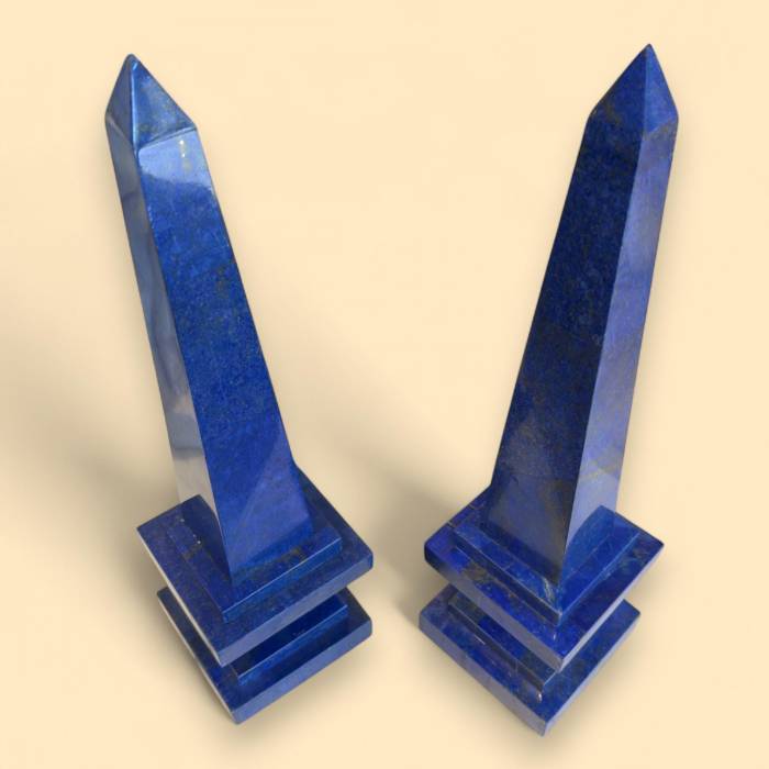 Paire d&39;obélisques en lapis-lazuli, Afghanistan, XIXe siècle 