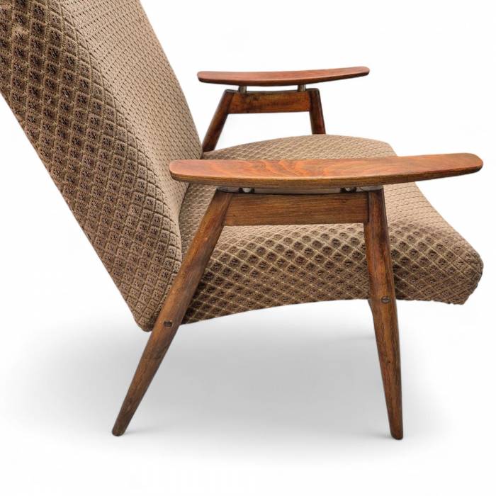 Mid-Century Lounge samta apdares atpūtas krēslu pāris, 20. gadsimts 