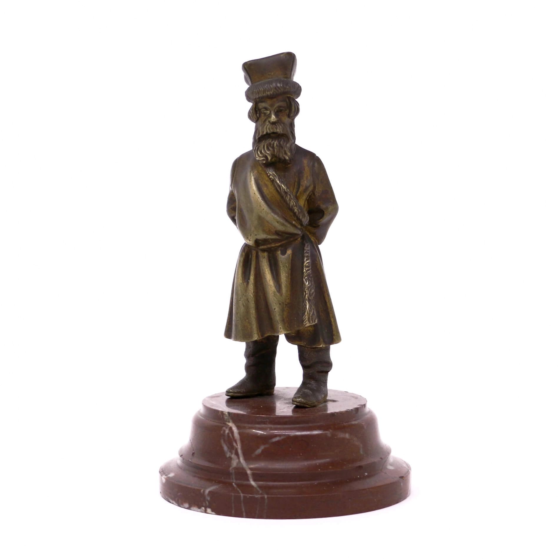 Figurine-en-bronze-sur-pierre---Homme-russe-