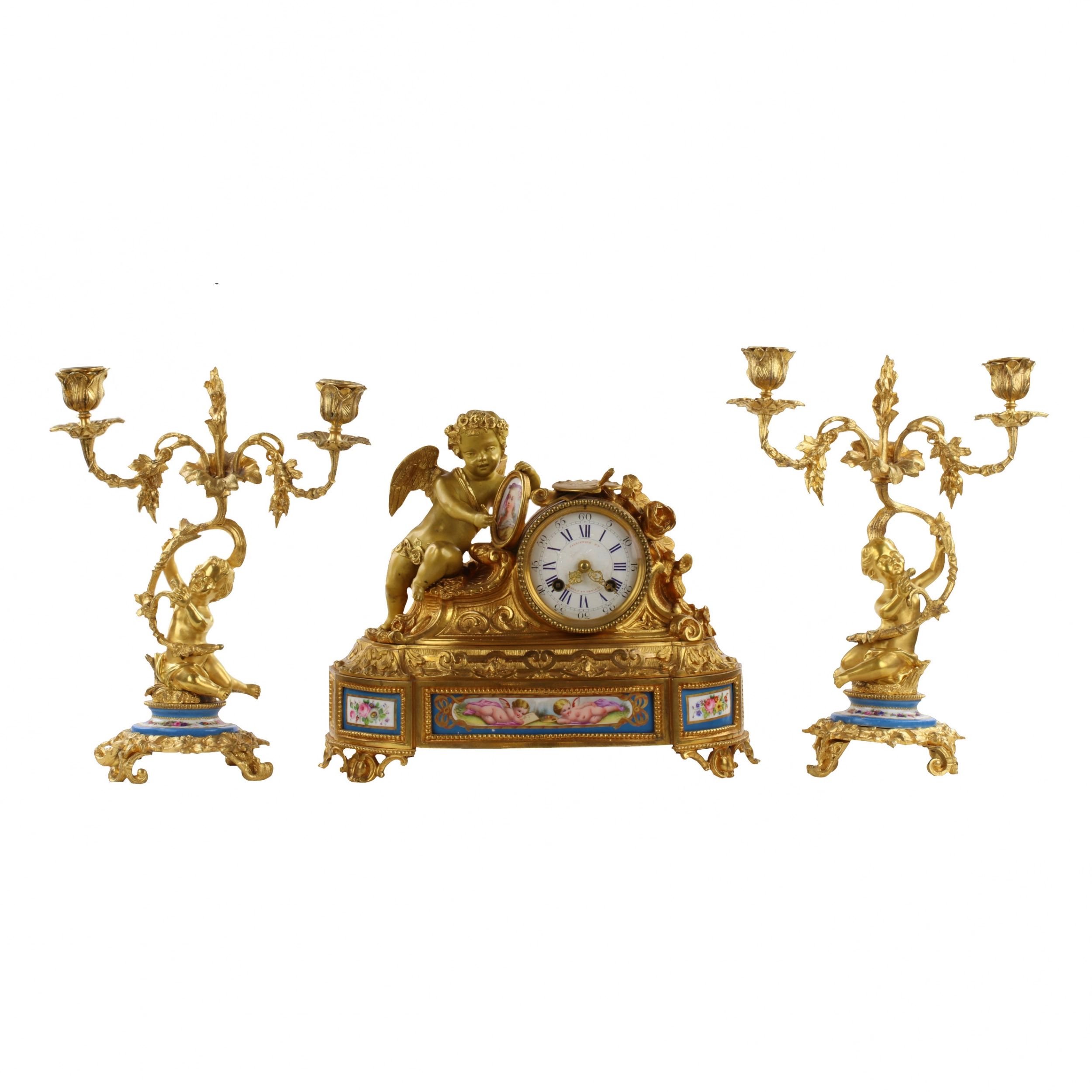 Mantel-clock-Allegories-of-Painting-of-gilded-bronze-1920