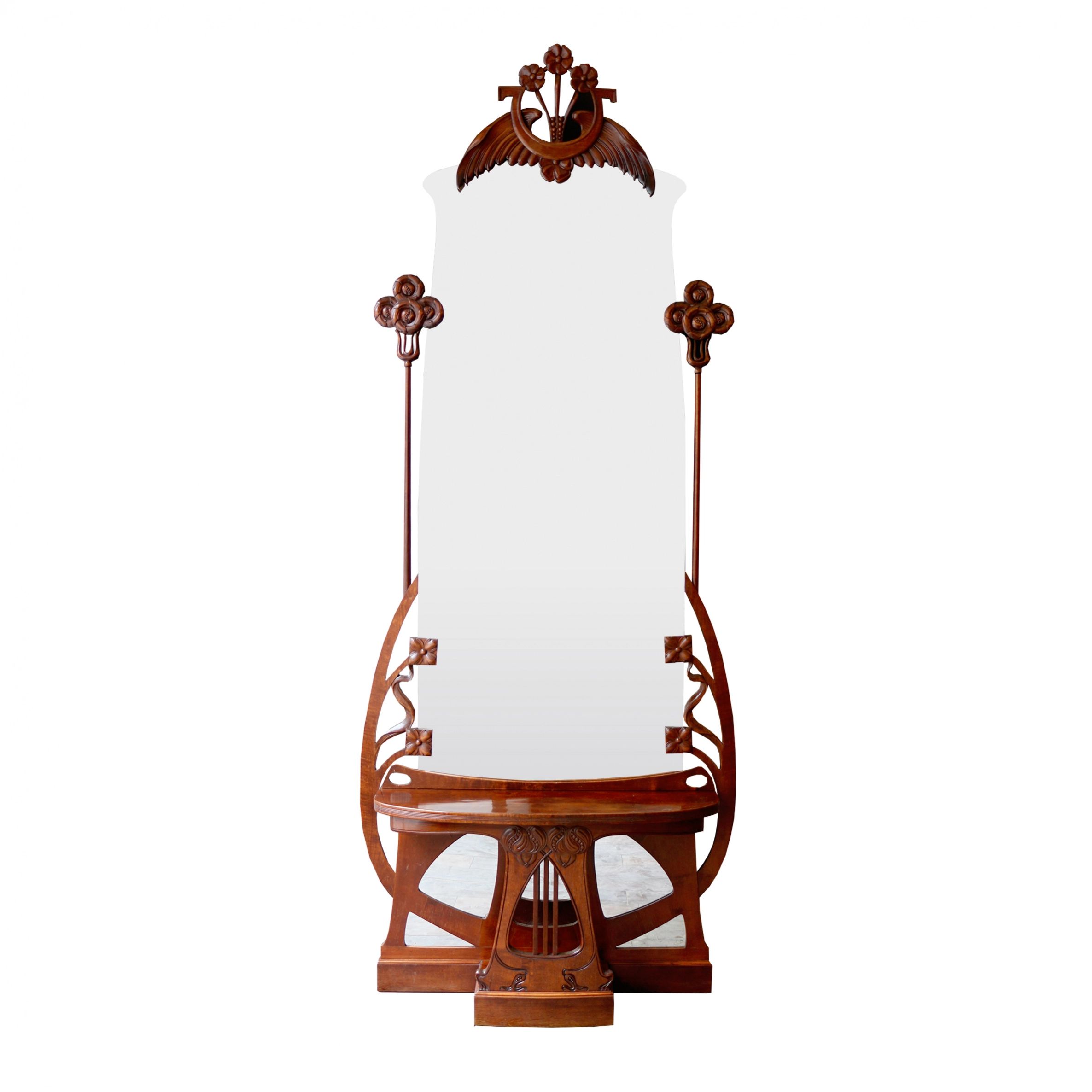 Floor-mirror-with-a-console-Jugendstil