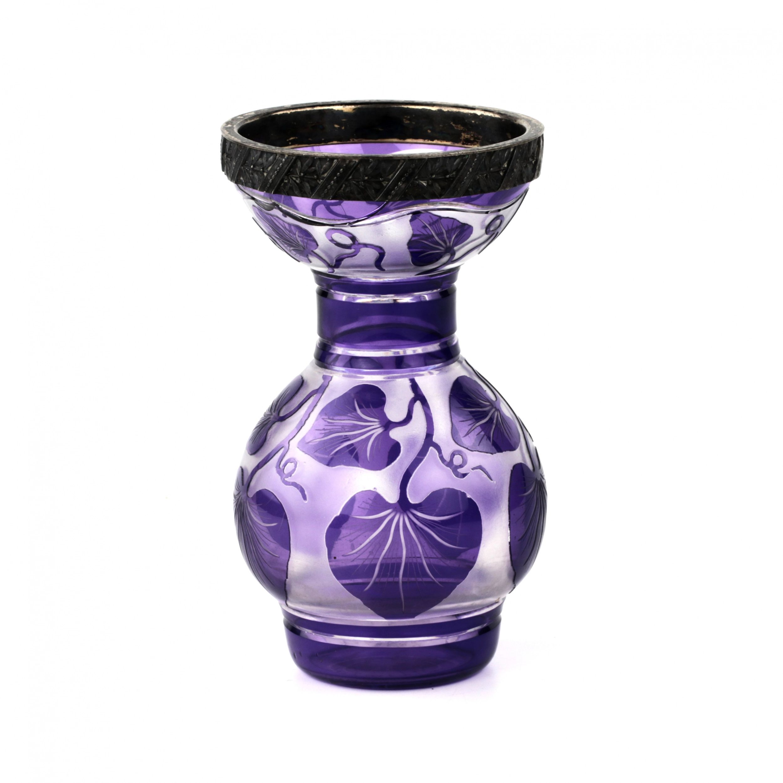 Vase-Bindweed-with-a-silver-rim-84-assay-value-Glass-Russian-empire-The-beginning-of-the-twentieth-century-