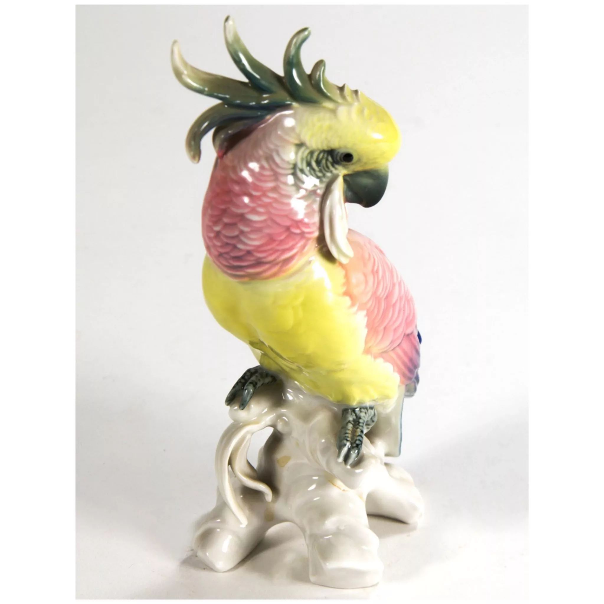 Figurine-en-porcelaine-Perroquet-rose-Karl-Ens