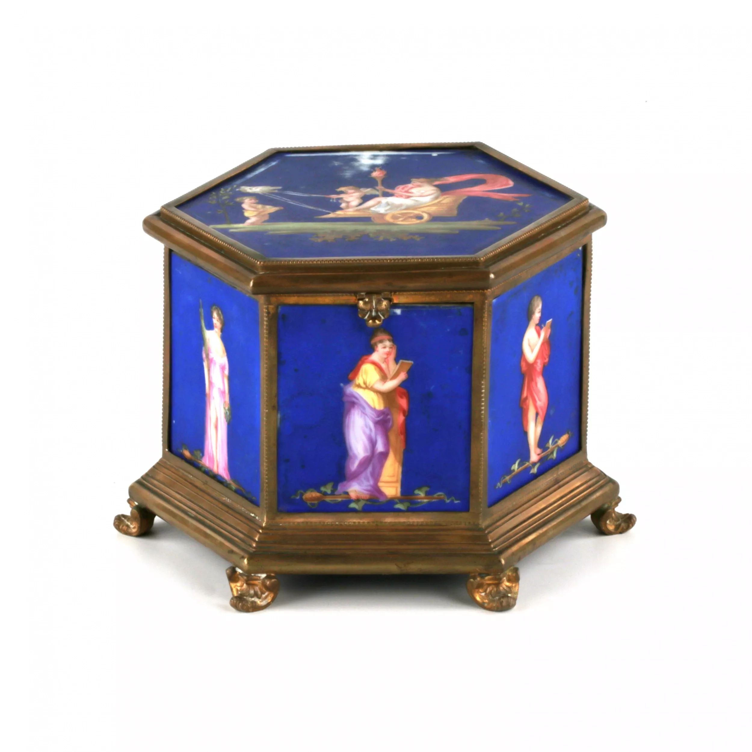 Brass-box-with-muses-on-porcelain-panels-