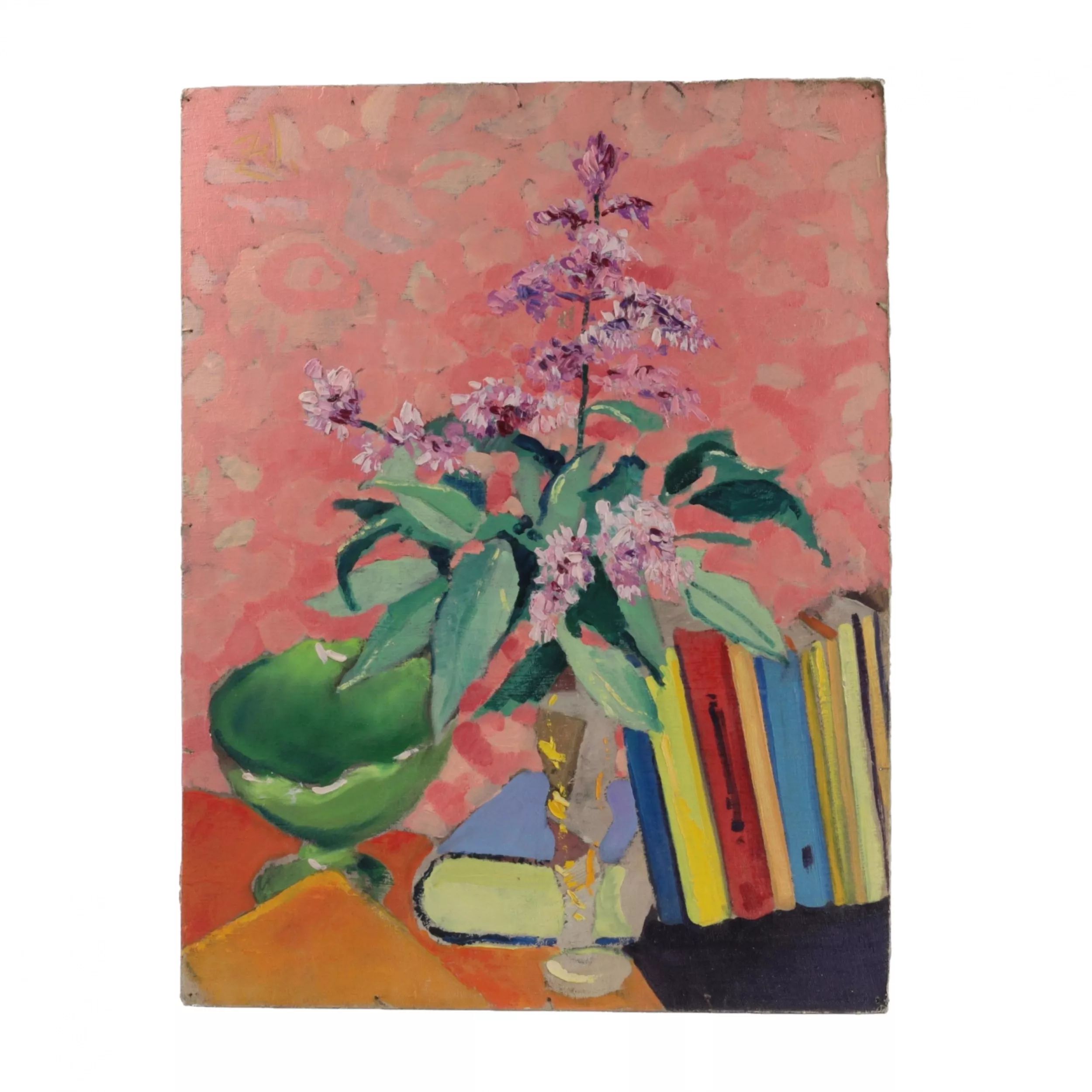 Still-life-with-a-flower-and-books-Zigfrids-Veznieks
