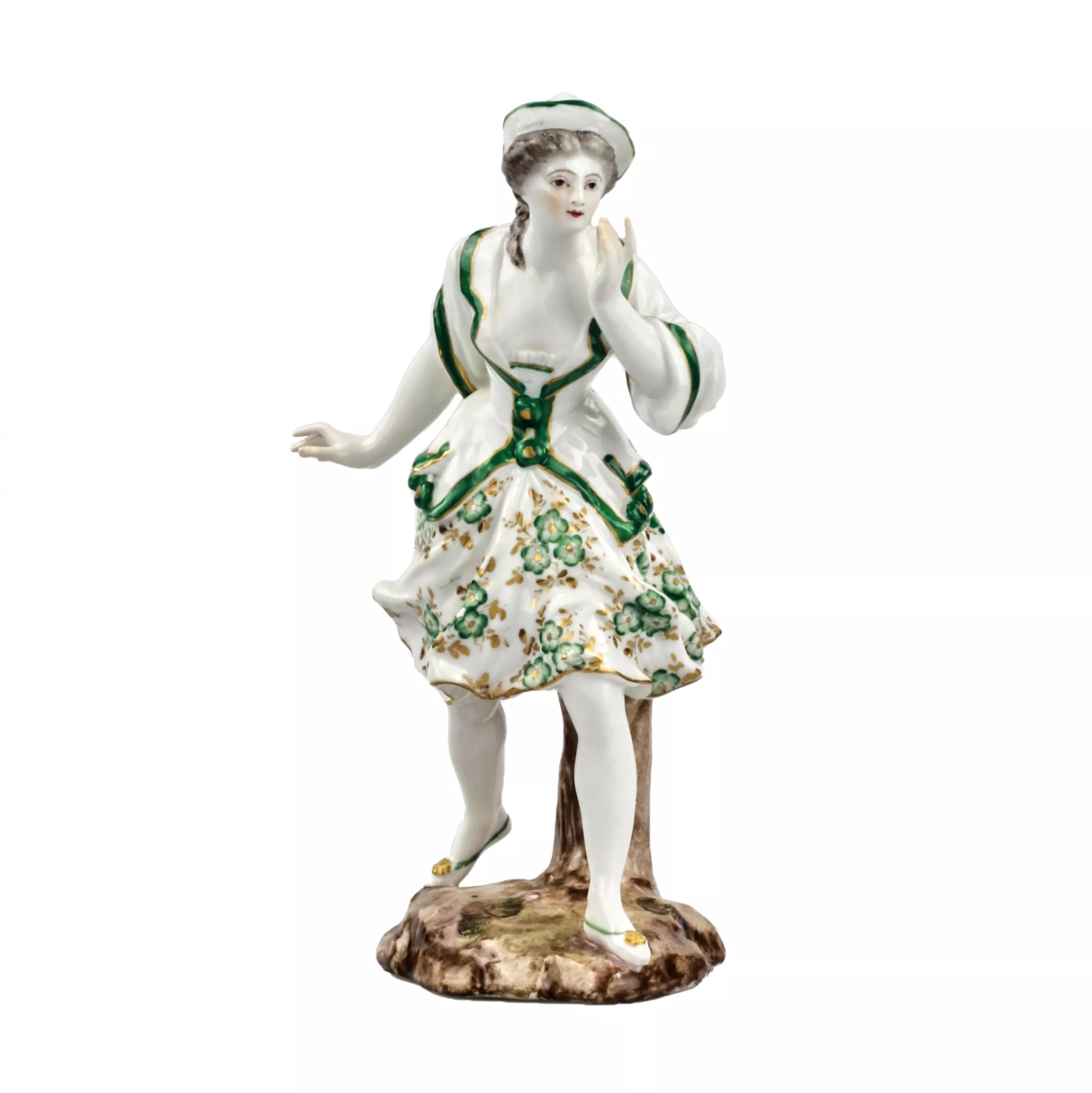 Porcelain-figurine-&quot;Lady-in-Green&quot;-France-19th-century-