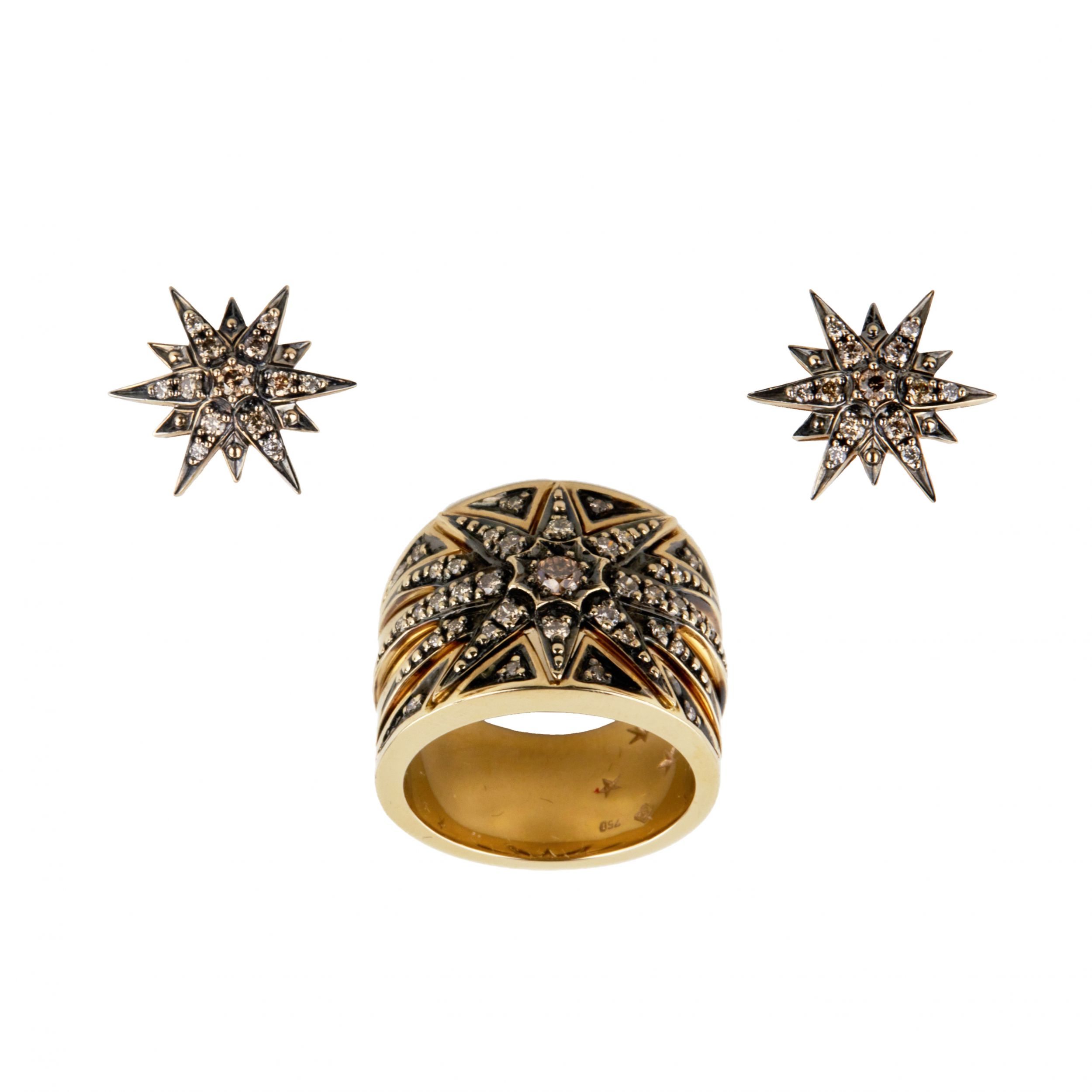 Gold ring and earrings with diamonds. H. Stern. From the Stars collection. Antiqon Marketplace