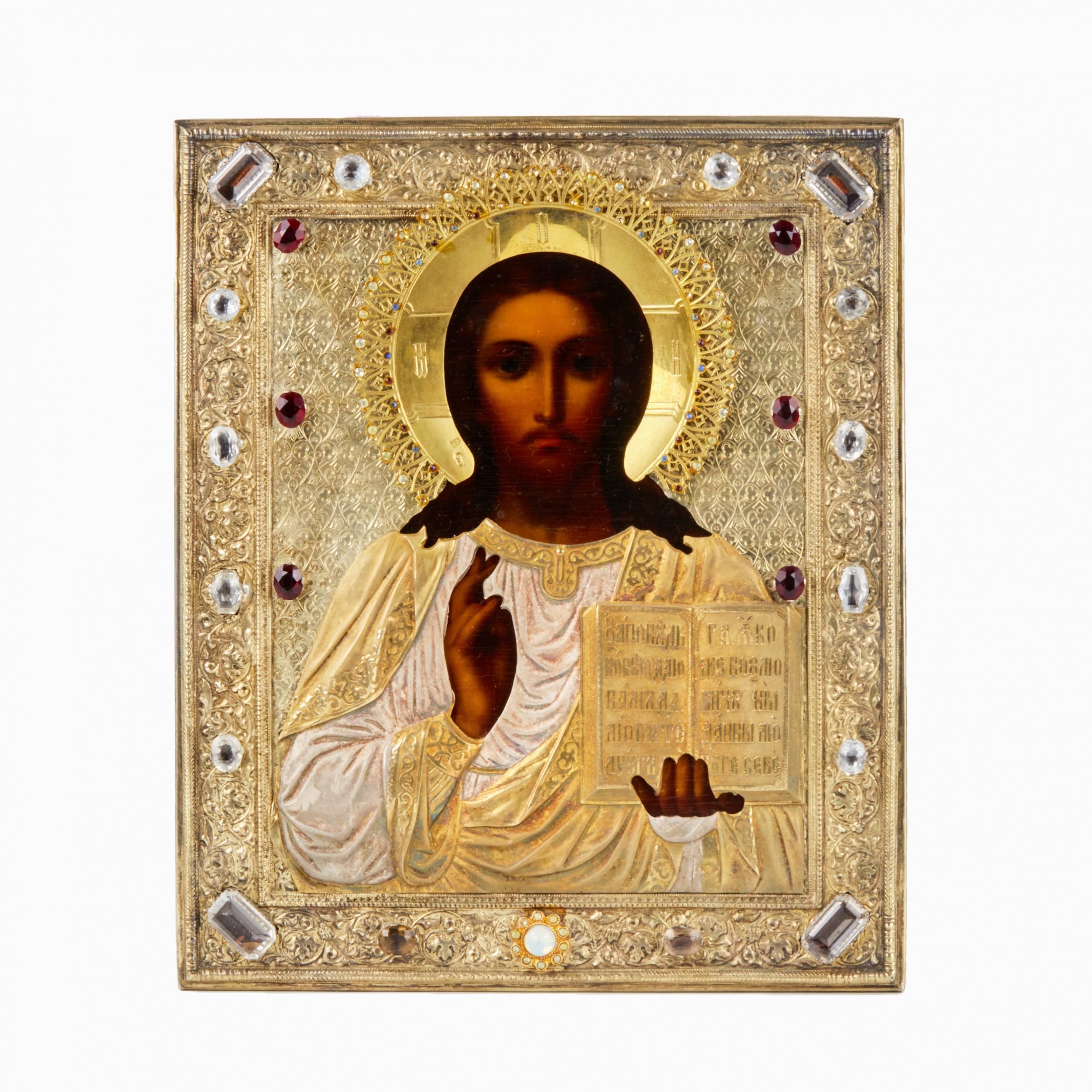 Icon-of-the-Almighty-in-a-gilded-silver-frame-with-stones-